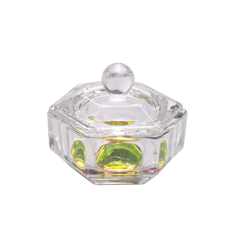 Nueva Actualización del arte del clavo de cristal taza de cristal con tapa especial arte del clavo taza octogonal para el cristal líquido