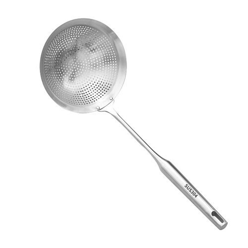 Thickened 304 Stainless Steel Colander, Noodle Scoop, and Filter Mesh – Large Perforated Strainer for Deep Frying, Oil-Draining Basket, and Oil-Separating Spoon