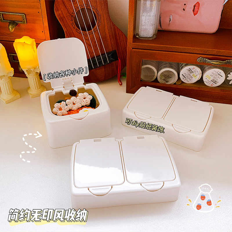 Caja de almacenamiento de maquillaje de estilo japonés simple ins DIY caja de almacenamiento de empuje caja de almacenamiento de papelería de estudiante multifuncional
