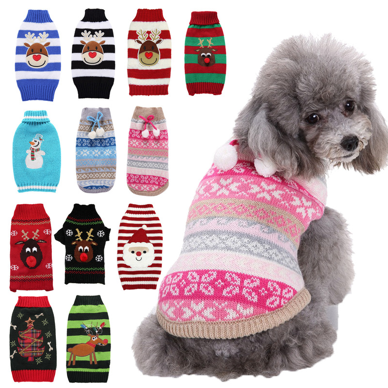Pet clothes small and medium-sized dog poodle Teddy new Santa pet knitted sweater dog clothes