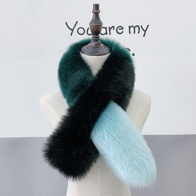 Apparel Accessories Winter new fur fox fur scarf style all match splicing warm ladies thick neck scarf shawl_voghion.com