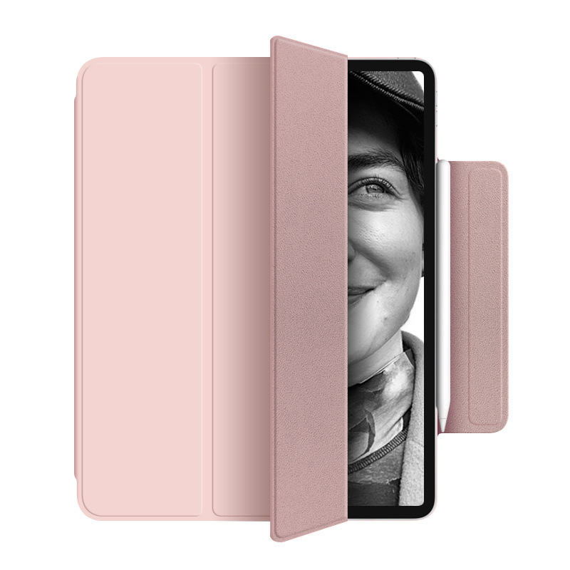 Adecuado para iPad pro11 pluma de succión magnética de doble cara carga 10,9 funda protectora Air4 tri-fold hebilla magnética Funda de cuero