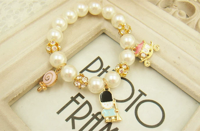 Детский милый браслет из жемчуга, модная подвеска, аксессуар