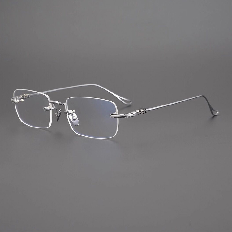Versatile Minimalist Frameless Pure Titanium Prescription Frames, Same Style As Wang Yibo's, Ultra-light Finished Optical Eyeglass Frames For_voghion.com