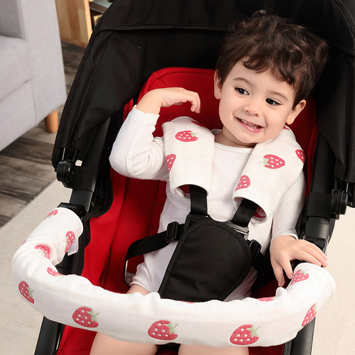 Newborn baby cotton gauze stroller armrest protective cover children's saliva towel male and female baby seat mother and baby supplies