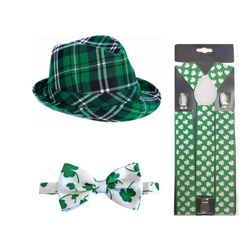 Festival irlandés Día de San Patricio fiesta sombrero verde Festival irlandés calcetines gafas decoraciones traje