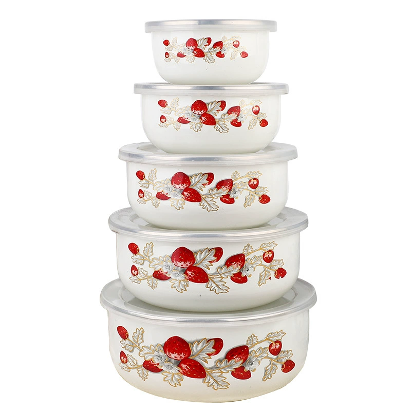 Family blessing with fresh bowl pictures cute high -ice bowl enamel blemispie post bowl bag large sealing