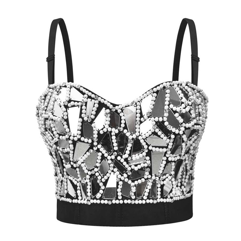 Europe and the United States new plexiglass nailed bra outer wear stage performance clothing vest tube top multi-color Europe and the United States new plexiglass nailed bra outer wear stage performance clothing vest tube top multi-color