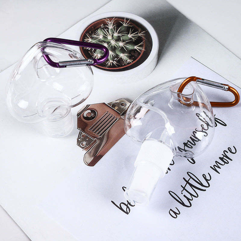 50ml挂钩瓶 petg爱心塑料瓶子 免洗手液凝胶瓶 登山扣扁瓶