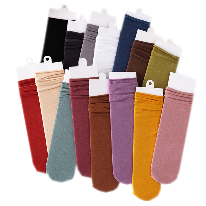 Calcetines de pila de mujer Calcetines de algodón liso de color sólido sin tacón calcetines de media pantorrilla en blanco y negro sin tacón boca suelta calcetines de confinamiento de mujeres embarazadas