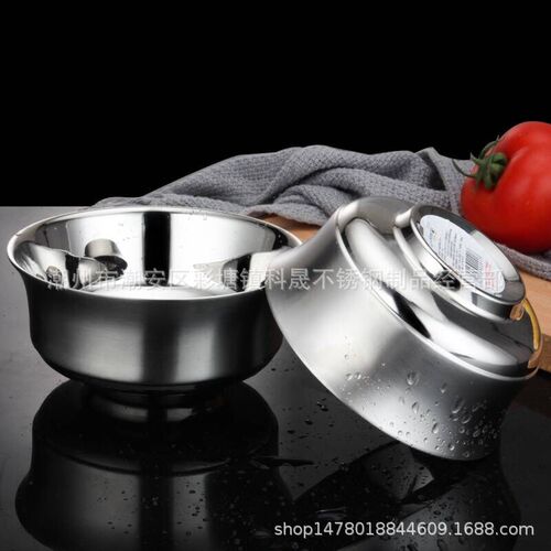 304 stainless steel bowl student children's home gift thickened double-layer insulated instant noodle bowl salad rice soup bowl