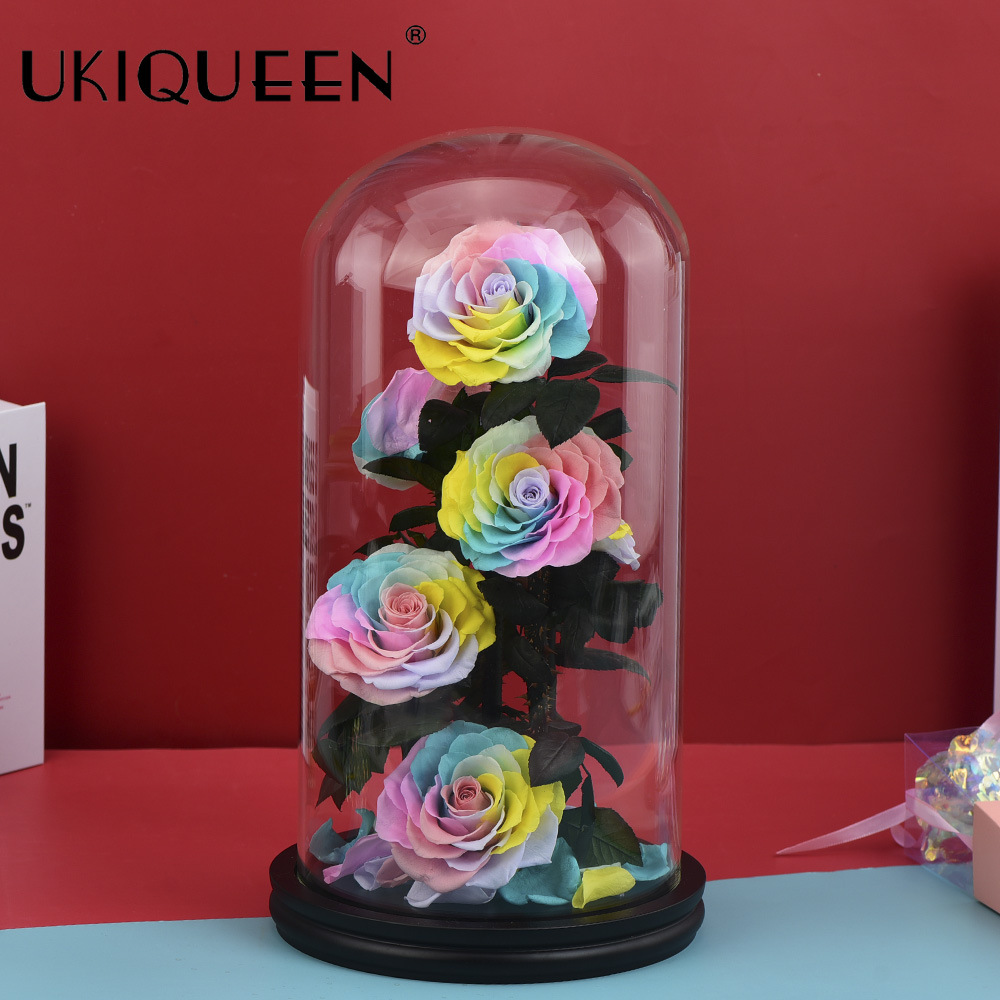 FUENTE Precio al por mayor de fábrica comercio electrónico transfronterizo gran Príncipe Flor eterna Rosa cubierta de vidrio regalo de San Valentín