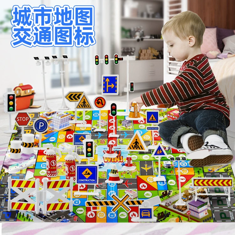 Детский игрушечный дорожный знак Модель автомобиля прекращенная сцена карта мальчик игровая карта украшения дорожного заграждения