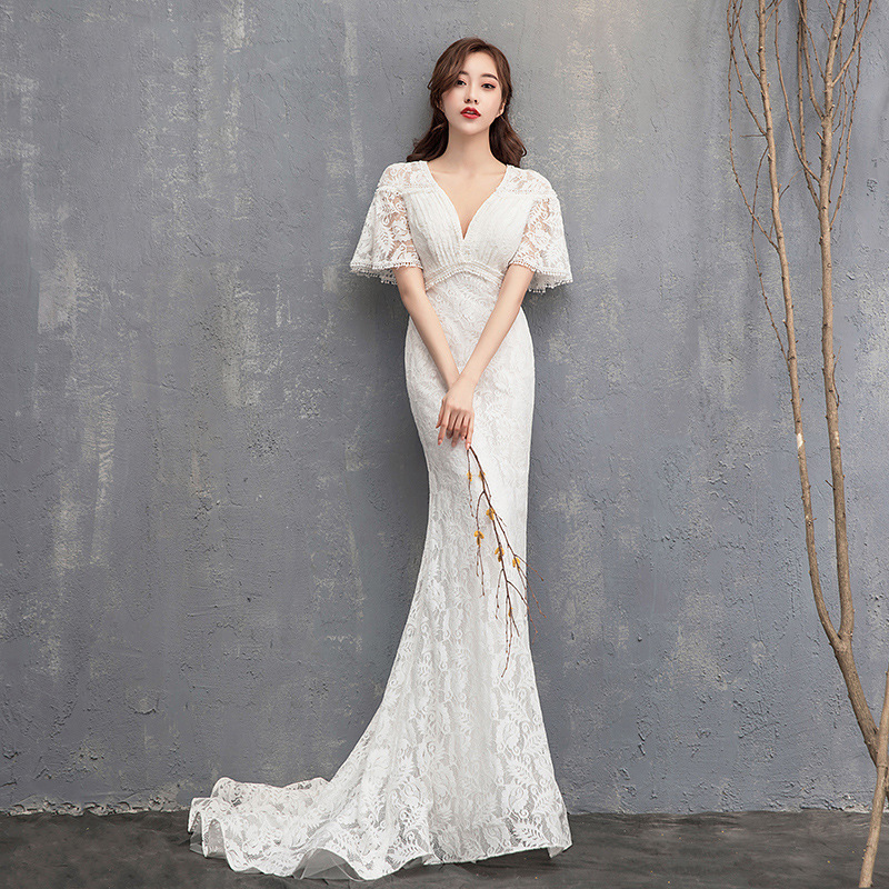 Mermaid Light Wedding Dress 2026 New Bridal Gown White Trailing Princess Dreamy Forest Style French Tiktok Popular Style Mermaid Light Wedding Dress 2026 New Bridal Gown White Trailing Princess Dreamy Forest Style French Tiktok Popular Style