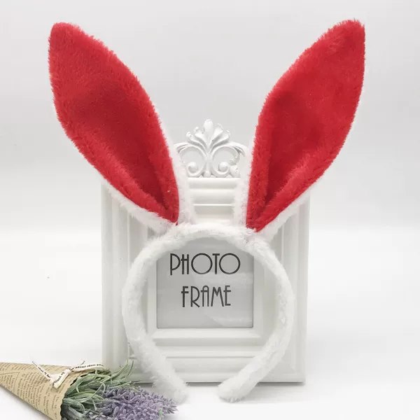 White plus red plush rabbit ear