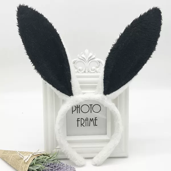 White and black plush rabbit ears