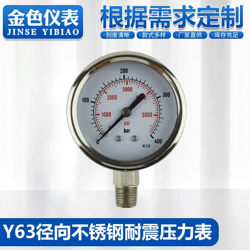 Оптовый манометр из нержавеющей стали, манометр, манометр, маслонаполненный, радиальный, осевой, ударопрочный манометр