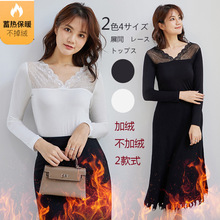 日系打衫T恤内搭蕾丝衫双V紧身40织纱莫代尔M-2XL黑白色修显显瘦