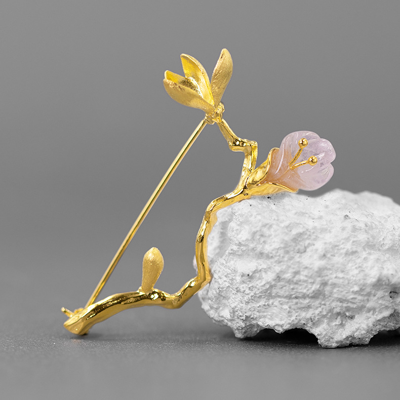 New Chinese Magnolia Flower Brooch for Women