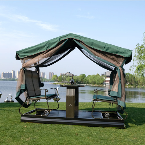 Outdoor Power Swing Chair Courtyard Swing Chair with Canopy Outdoor Villa Swinging Table and Chairs