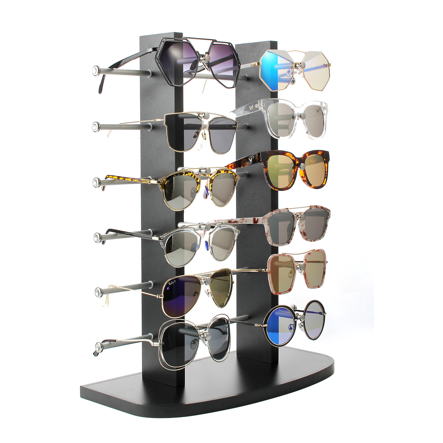 12付时尚大框架太阳眼镜货架黑色眼镜展示架