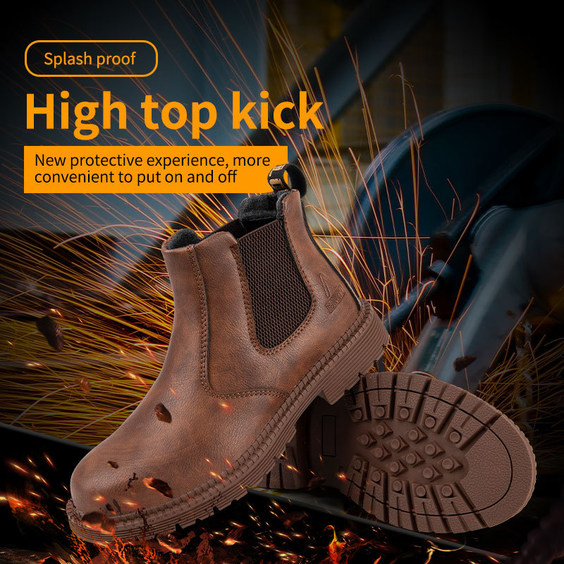 Botines de Seguridad Impermeables de Cuero Vacuno, Antiaplastamiento, Antiperforación, Antideslizante, para Trabajo Industrial