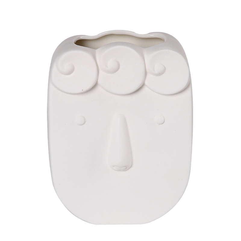 Nordic ins creativo simple cara de cerámica florero sala de estar decoración de flores secas arreglo de flores decoración del hogar pequeños adornos