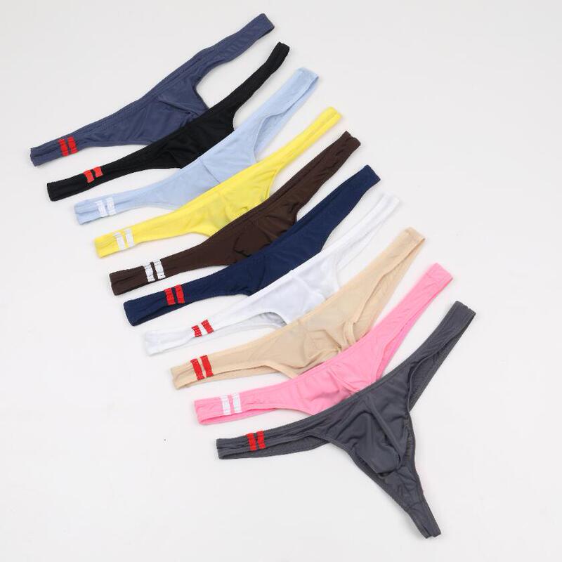 Wholesale men's U convex thin ice silk low waist sexy fashion men's underwear thong E044