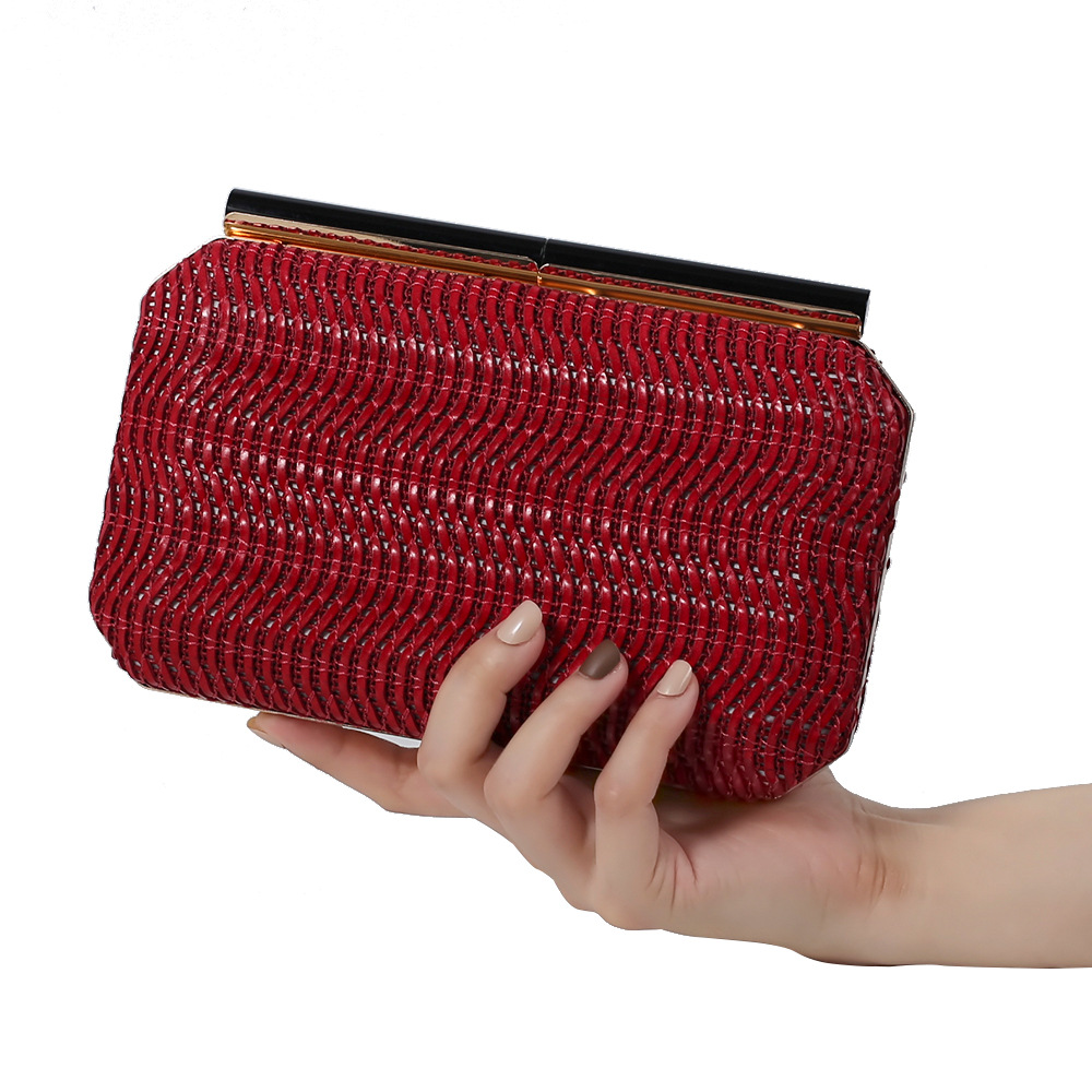 Nuevo transfronterizo tejido pu bolsa de banquete europeo y americano elegante hombro de las mujeres bolso de embrague vestido todo partido cena bolsa mujeres