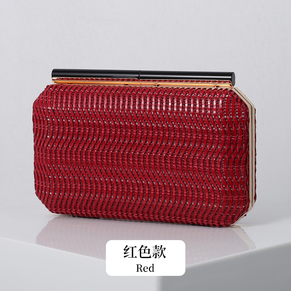 Nuevo transfronterizo tejido pu bolsa de banquete europeo y americano elegante hombro de las mujeres bolso de embrague vestido todo partido cena bolsa mujeres