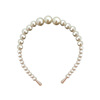 Headband from pearl for bride, woven hair accessory handmade with pigtail with bow, wholesale