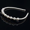 Headband from pearl for bride, woven hair accessory handmade with pigtail with bow, wholesale