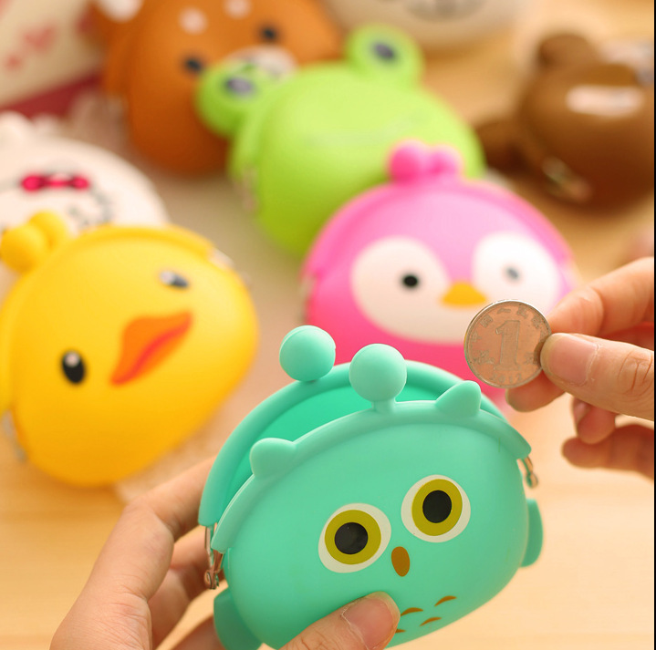 Creative Animal Cartoon Clip Coin Purse Bag Silicone Coin Purse Children's Cute Key Storage Bag Silicone Bag