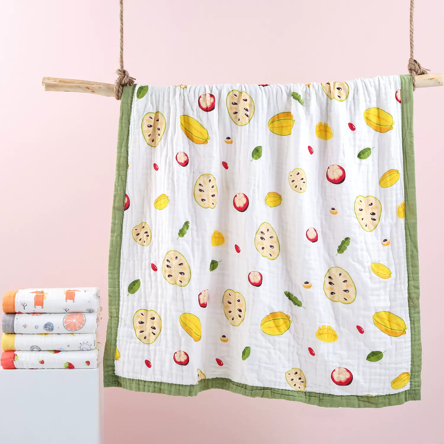 婴儿纱布浴巾110*110cm全棉六层婴幼儿童宝宝大童被A类纯棉吸水