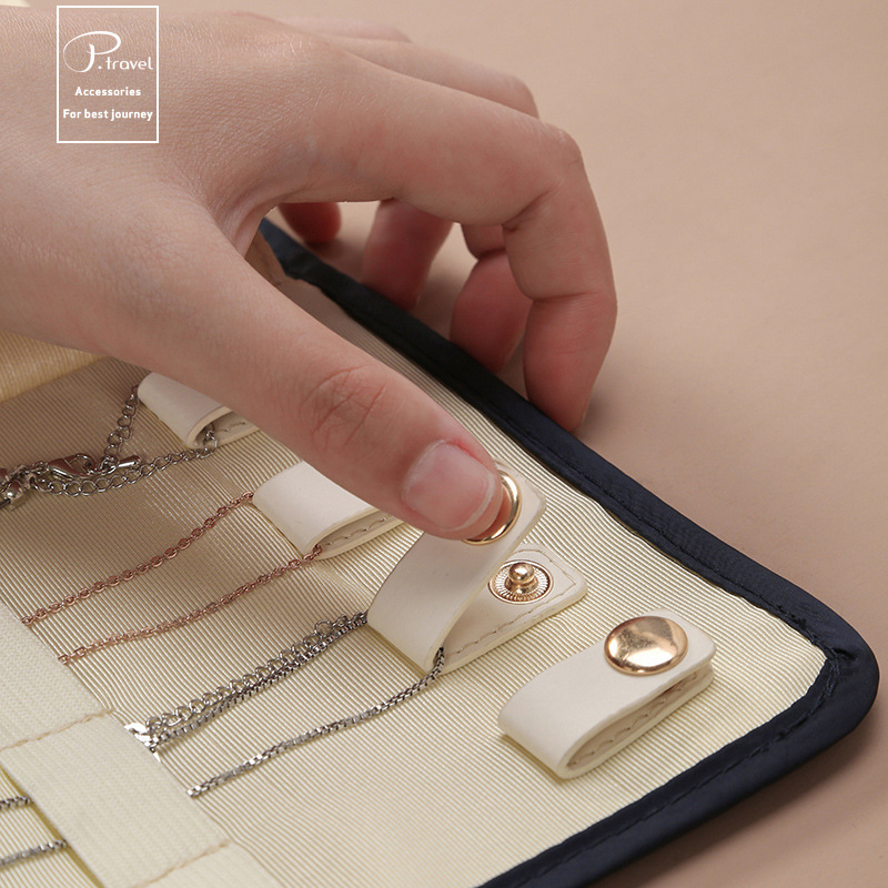 Bolsa de Joyería Plegable Multifuncional de Fábrica, Bolsa de Almacenamiento Portátil de Alta Gama para Pulseras, Pendientes, Collares y Joyas.