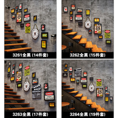Polymer_Staircase photo wall wholesale combination photo frame industrial style decorative painting photo frame clock hanging picture frame