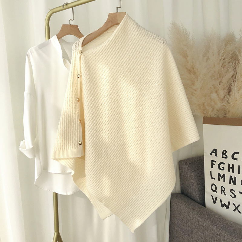 Estilo coreano felpa nueva capa de chal de punto con hebilla bufanda a cuadros de lana Para Mujer Todo fósforo cálido tejido liso