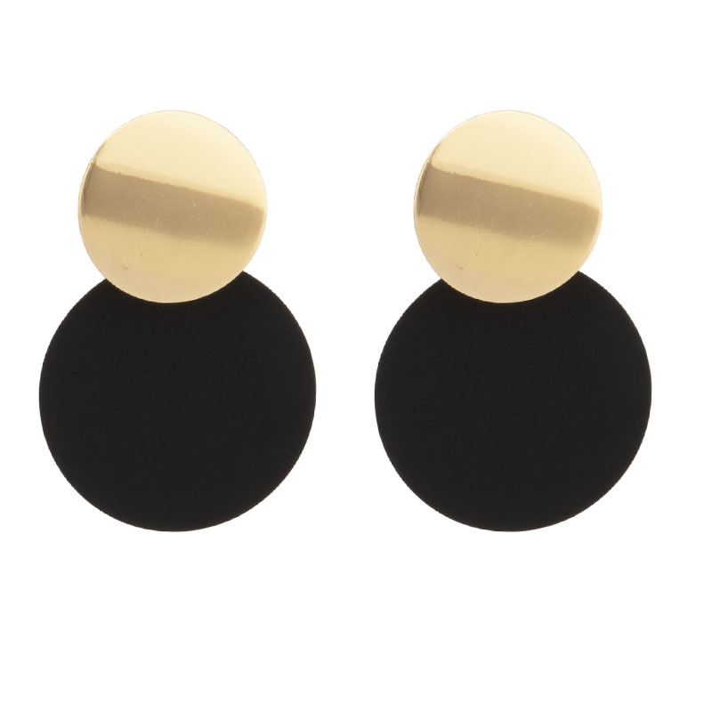 Pendientes geométricos de aro y disco estilo diosa con look frío, esmaltados o pintados, exclusivo para comercio transfronterizo