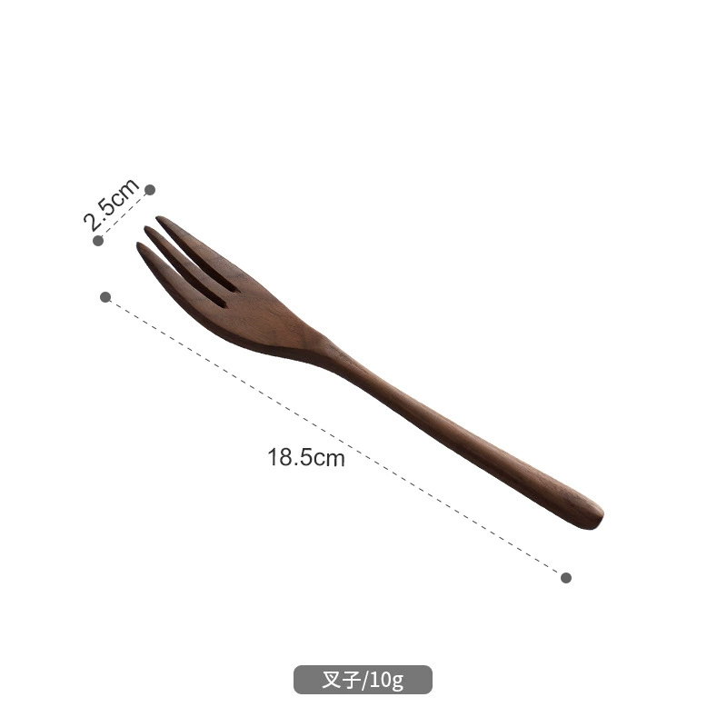 Wooden Japanese organic set, tableware, retro fork