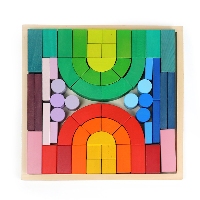 Los niños de madera pirámide escalera grande Arco Iris bloques Jenga educación temprana color cognición haya juguetes educativos