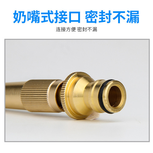 Factory Direct Selling Milk Bottle Type Full Copper Straight Spray Shower Car Wash Water Gun Household Spray Head Straight Nozzle