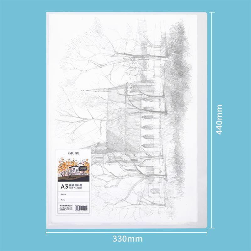 Deli papel de dibujo 4K bolso papel de dibujo bolsa de almacenamiento documento de dibujo Libro 8 Abrir pintura Carpeta de dibujo favoritos