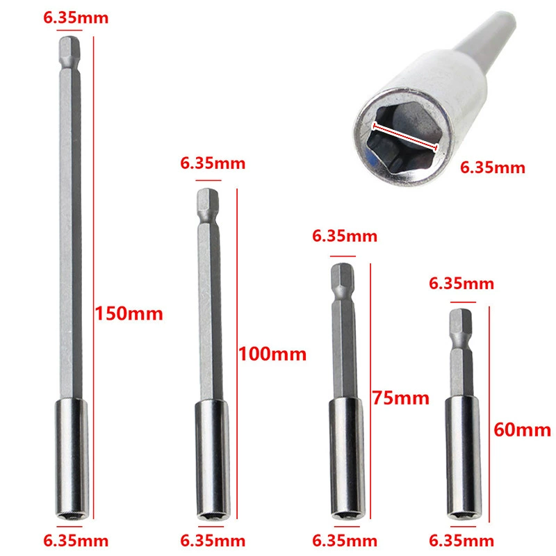 60/75/100/150mm Inner hexagonal plus long rod batch head extension rod plus lengthened sleeve magnetic connecting rod
