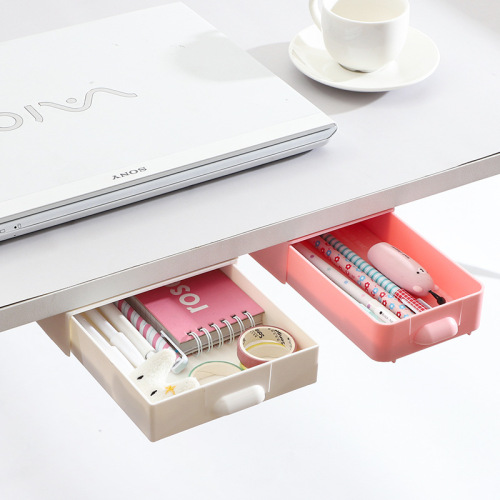 Nordic under-desk storage box hidden stick-on candy-colored drawer-type pen bucket office stationery miscellaneous storage box