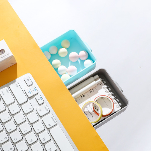 Nordic under-desk storage box hidden stick-on candy-colored drawer-type pen bucket office stationery miscellaneous storage box