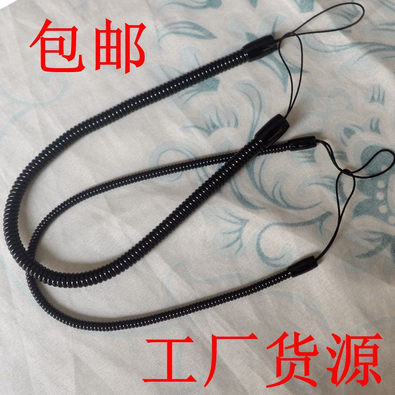 Cordón telescópico fino Banco POS máquina de escritura a mano pintura bolígrafo de firma anti-pérdida cuerda de resorte negro venta directa de fábrica al por mayor