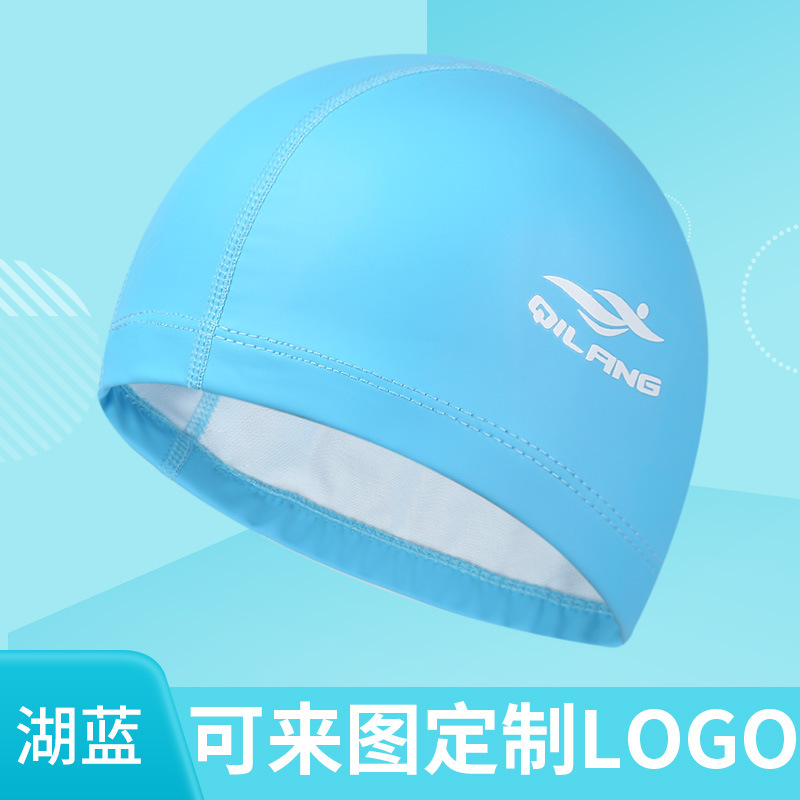 Gorro de natación impermeable adulto PU recubrimiento unisex cuidado del cabello protección del oído no-Apretar la cabeza gorra de natación al por mayor logotipo impreso