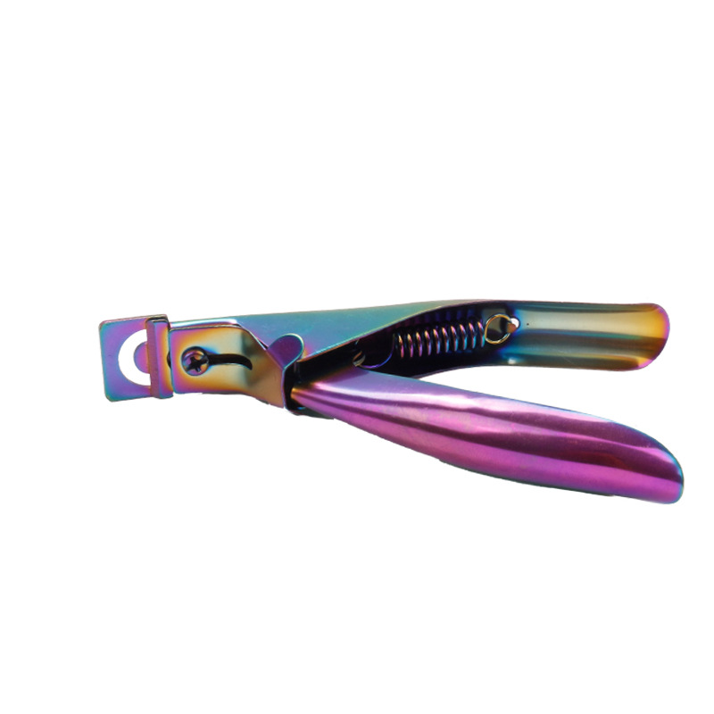 Herramientas especiales de manicura transfronterizas de color de titanio de una sola palabra tijeras de acero inoxidable cortaúñas francesas tijeras de uñas falsas