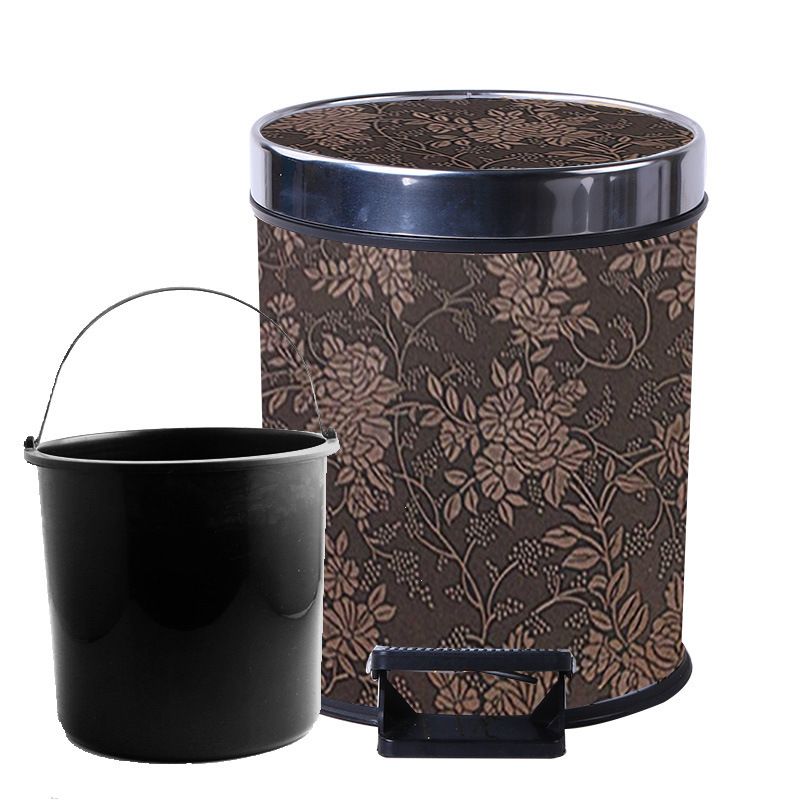 Directly Supplied from the Manufacturer, Leather Foot-Operated Trash Can with Lid, Suitable for Hotel Rooms, Commercial Use, and Dual-Purpose Home Storage