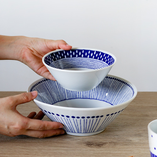 日本进口苍系列陶瓷餐具米饭碗猪口杯深盘家用酒店用圆形大盘大碗